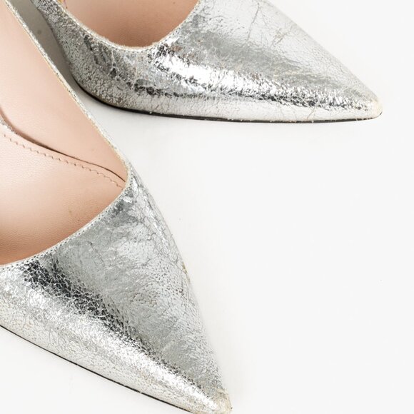 Miu Miu Silver Specchio Crackle Foil Metallic Heels - Picture 6 of 9